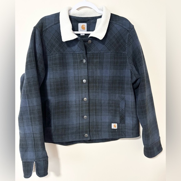 Carhartt Blue Plaid Fleece Lined Shacket - Picture 2 of 10
